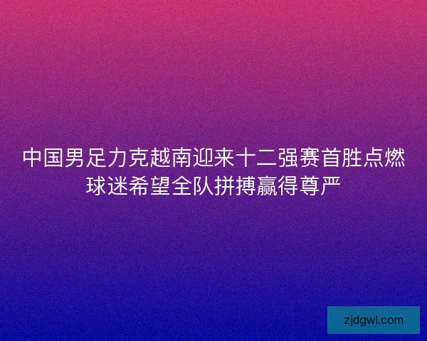 中国男足力克越南迎来十二强赛首胜点燃球迷希望全队拼搏赢得尊严