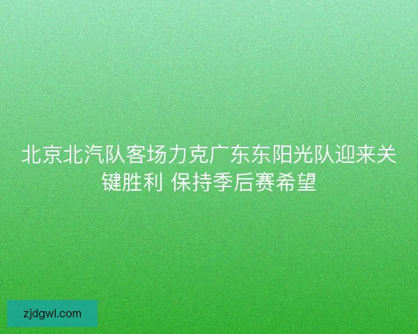 北京北汽队客场力克广东东阳光队迎来关键胜利 保持季后赛希望