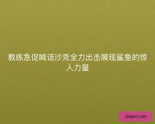 教练急促喊话沙克全力出击展现鲨鱼的惊人力量